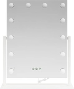 vidaXL Καθρέφτης Vanity LED Λευκό 44 x 10 x 53 εκ Γυαλί και Χάλυβας