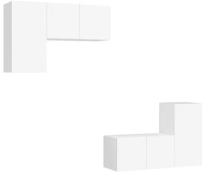 vidaXL Έπιπλα Τηλεόρασης Σετ 4 Τεμαχίων Λευκό από Επεξ. Ξύλο