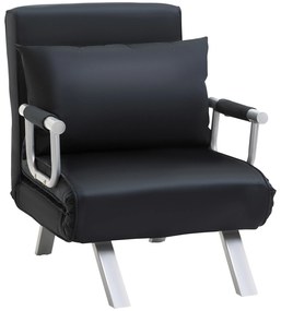 HOMCOM Καναπές-Κρεβάτι 3-σε-1, Κρεβάτι για Επισκέπτες, Πολυθρόνα με Μαξιλάρι, Μαύρο