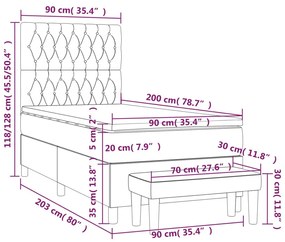 Κρεβάτι Boxspring με Στρώμα Ροζ 90x200 εκ. Βελούδινο - Ροζ