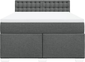 vidaXL Κρεβάτι Boxspring με Στρώμα Σκούρο Γκρι 140x190 εκ. Υφασμάτινο