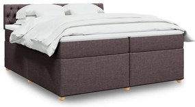 vidaXL Κρεβάτι Boxspring με Στρώμα Σκούρο Καφέ 200x200 εκ. Υφασμάτινο