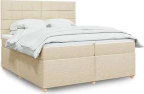 vidaXL Κρεβάτι Boxspring με Στρώμα Κρεμ 200x200 εκ. Υφασμάτινο