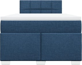 vidaXL Κρεβάτι Boxspring με Στρώμα Μπλε 120x200 εκ. Υφασμάτινο