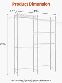 VEVOR Over Washer and Dryer Storage Shelf Two Row 5 Tiers Washer Rack White