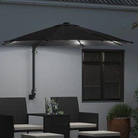 vidaXL Τοίχου Κήπου Παράσολα με LED, Μαύρο, 248 εκ