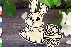 Σετ των 3 Intra απο ξύλο plywood 3mm-4mm πάχος Λαγουδάκι σε ένα καρότο Πασχαλινό στολίδι Δίασταση 4x4 cm INTRAFABR-94020052