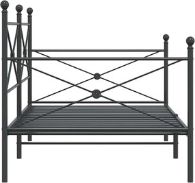 vidaXL Κρεβάτι ημέρας χωρίς στρώμα Μαύρο 100x190 cm Ατσάλι