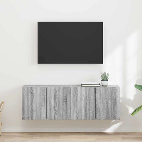 vidaXL Ντουλάπι Τηλεόρασης Τοίχου Επιτοίχιο 2 pcs Γκρίζο Σονομα