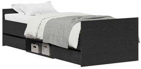 vidaXL Σκελετός Κρεβατιού Μαύρη δρυς 75 x 190 cm Επεξεργασμένο ξύλο