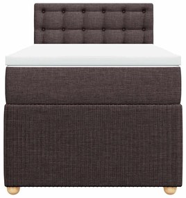 vidaXL Κρεβάτι Boxspring με Στρώμα Σκούρο Καφέ 90x190 εκ. Υφασμάτινο