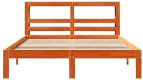 vidaXL Σκελετός Κρεβατιού Χωρίς Στρώμα Καφέ 140x200 Μασίφ Ξύλο Πεύκου