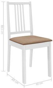 Καρέκλες Τραπεζαρίας με Μαξιλάρια 2 τεμ. Λευκές από Μασίφ Ξύλο - Λευκό