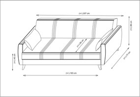 Τριθέσιος Καναπές Κρεβάτι Μπεζ ZADEN 77x207x86