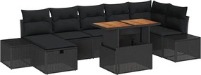 vidaXL Σετ Καναπέ Κήπου 8 pcs Μαύρο συνθετικό ρατάν