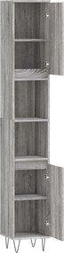 vidaXL Ντουλάπι Μπάνιου Γκρι Sonoma 30x30x190 εκ. Επεξεργασμένο Ξύλο