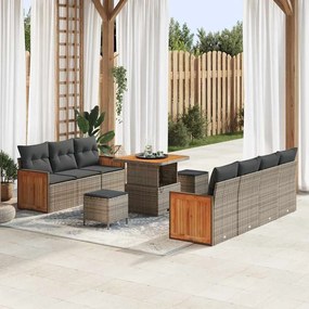 vidaXL Σετ Καναπέ Κήπου με μαξιλάρι 10 pcs Γκρι 80 x 80 x 71 cm