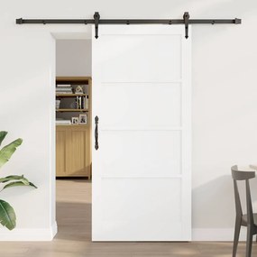 vidaXL Συρόμενη Πόρτα Χειροκίνητος Λευκό 93 x 202 cm Μασίφ ξύλο πεύκου