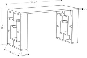 Γραφείο Labirent σε Λευκό - Μόκα 140x60x75 εκ. 140x60x75 εκ.