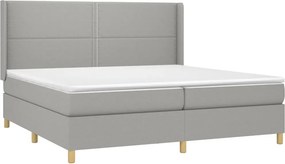 vidaXL Κρεβάτι Boxspring με Στρώμα &amp; LED Αν.Γκρι 200x200εκ. Υφασμάτινο