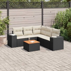 vidaXL Patio Sofa Set 6-θέσια Black and Cream