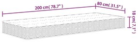 Στρώμα με Bonnell Springs Μεσαία Σκληρότητα 80x200 εκ. - Λευκό