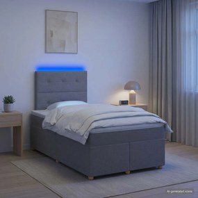 vidaXL Κρεβάτι box spring με στρώμα Ανοιχτό γκρι 120 x 200 cm Ύφασμα