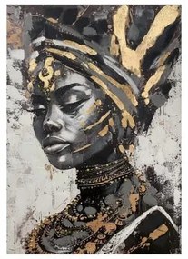 ΠΙΝΑΚΑΣ ΣΕ ΚΑΜΒΑ Fylliana "African lady No2 37314" ΜΑΥΡΟ-ΓΚΡΙ-ΛΕΥΚΟ 70x3x100εκ 166-126-065