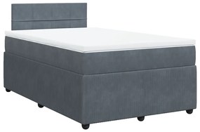 vidaXL Κρεβάτι Boxspring με Στρώμα Σκούρο Γκρι 120x190 εκ. Βελούδινο