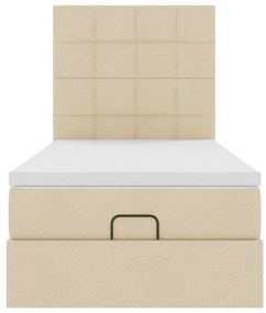vidaXL Οθωμανικό κρεβάτι με στρώμα Cream 100x200cm ύφασμα