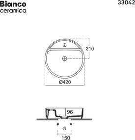 Bianco Ceramica Focus 33042 Ø42 - Επιτραπέζιος νιπτήρας
