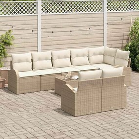 vidaXL Σετ Καναπέ Κήπου 9 pcs Μπεζ και Λευκό συνθετικό ρατάν