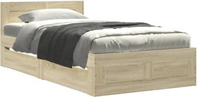 vidaXL Πλαίσιο Κρεβατιού με Κεφαλάρι Sonoma Δρυς 100x200εκ. Επεξ. Ξύλο