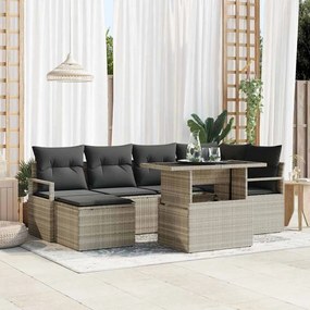 vidaXL Σετ Καναπέ Κήπου με μαξιλάρι 7 pcs Ανοιχτό γκρι
