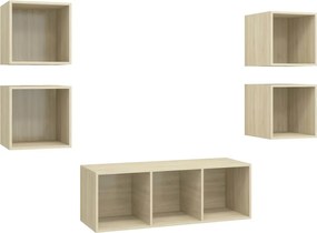 vidaXL Έπιπλα Τηλεόρασης Σετ 5 Τεμαχίων Sonoma Δρυς από Επεξ. Ξύλο