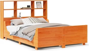 vidaXL Κρεβάτι Βιβλιοθήκη Χωρίς Στρώμα Καφέ 140x190 εκ Μασίφ Πεύκο