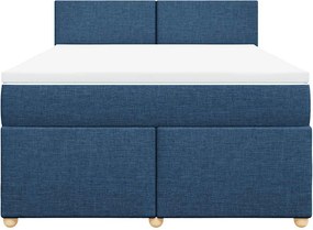 vidaXL Κρεβάτι Boxspring με Στρώμα Μπλε 140x190 εκ. Υφασμάτινο