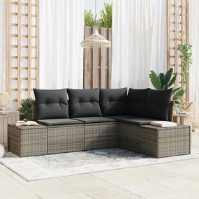 vidaXL Σετ Καναπέ Κήπου 4 pcs Γκρι Πολυ ράταν