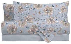 Amo la Casa Σετ Σεντόνια King Size 3 Τμχ Φανελένια με Λάστιχο 240X290 – Vickie Μπλε