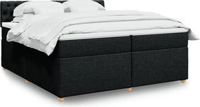 vidaXL Κρεβάτι Boxspring με Στρώμα Μαύρο 200x200 εκ. Υφασμάτινο