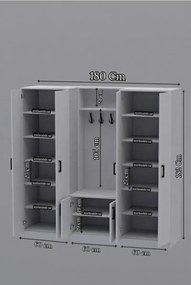 Ντουλάπα παπουτσιών με 6 πόρτες Λευκό 180x35x182 cm