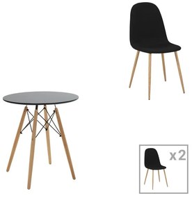 Σετ Τραπεζαρίας Julita-Bella 3 τεμ Mdf σε Μαύρο - Φυσικό Φ60x73εκ. 60x60x73 εκ.