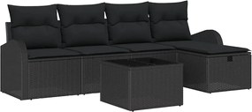 vidaXL Σετ Καναπέ με μαξιλάρι 6 pcs Μαύρο συνθετικό ρατάν
