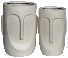 FLOWER POT-TOTEM Set 2 τεμαχίων, Cement Απόχρωση Sand Brown Φ32x52cm - Φ40x57cm Ε6321,S