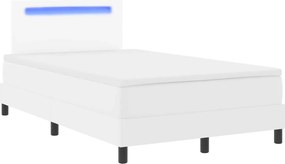 vidaXL Κρεβάτι με ελατήρια Λευκό 120 x 200 cm Τεχνητό δέρμα