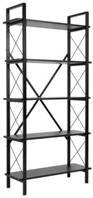 Βιβλιοθήκη Elysian Megapap χρώμα μαύρο 90x33,5x180εκ.