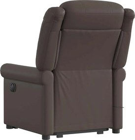 vidaXL Μόνιμη πολυθρόνα μασάζ Shiny Brown Faux Leather