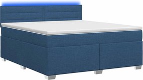 vidaXL Κρεβάτι Box Spring με Στρώμα και LED Μπλε 140 x 190 cm Ύφασμα