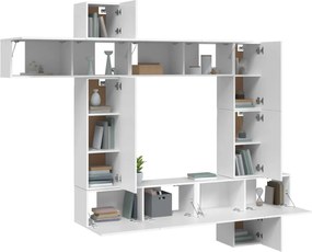 vidaXL Σετ Επίπλου Τηλεόρασης 9 Τεμαχίων Λευκό από Επεξεργασμένο Ξύλο