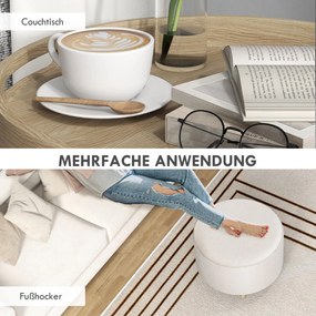 HOMCOM Σκαμπό, ταμπουρέ με αποθηκευτικό χώρο, αναστρέψιμο καπάκι, 56 cm x 56 cm x 42 cm, Λευκό